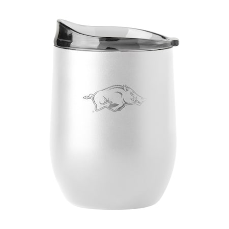 Logo Brands Arkansas 16oz White Etch Powder Coat Curved Bev 108-S16PB-WHT-9